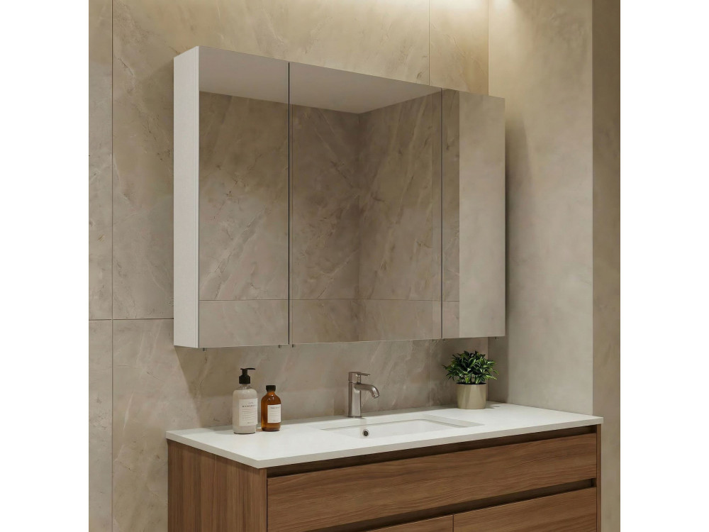 Meuble Salle de Bain avec Miroir "Nuvola 100 v2" - 97 x 16 x 66 cm - White