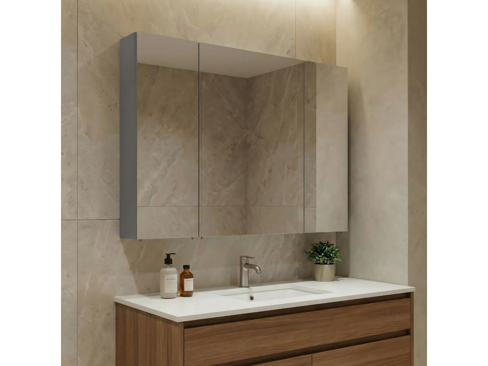 Meuble Salle de Bain avec Miroir "Nuvola 100 v2" - 97 x 16 x 66 cm - Grey