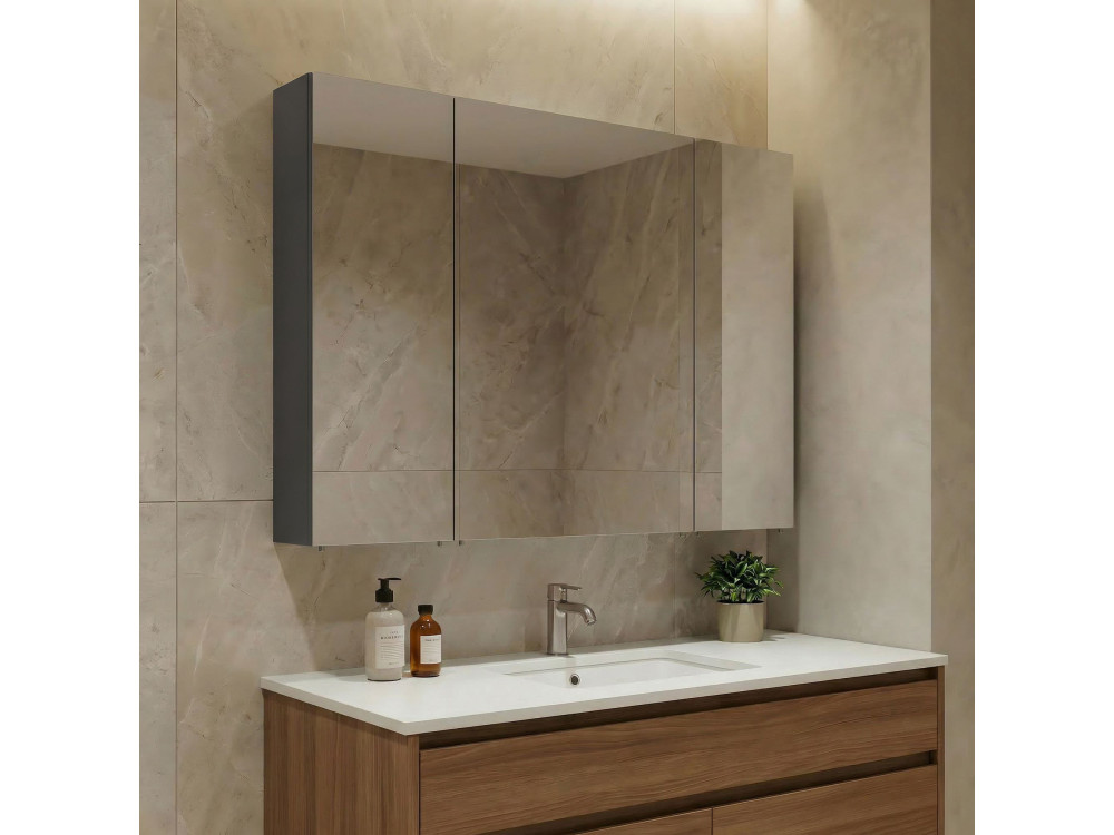 Meuble Salle de Bain avec Miroir "Nuvola 100 v2" - 97 x 16 x 66 cm - Anthracite