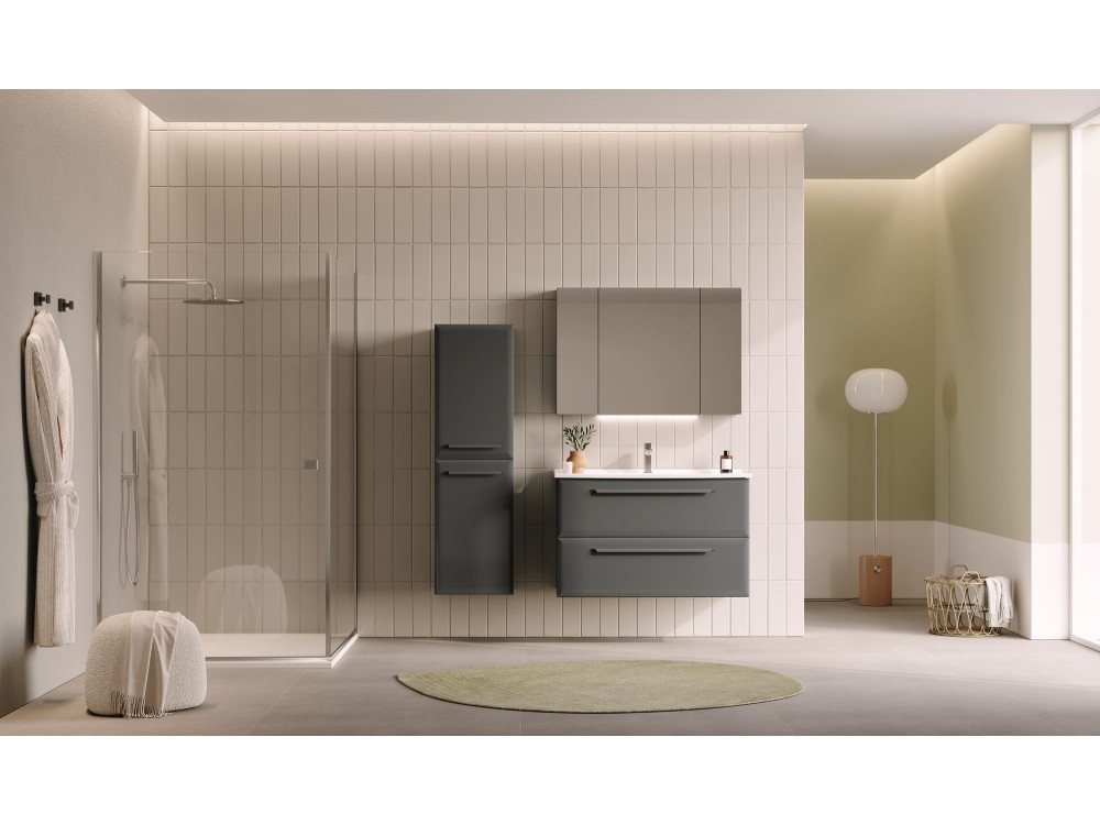 Meuble Salle de Bain avec Miroir "Nuvola 100 v2" - 97 x 16 x 66 cm - Anthracite