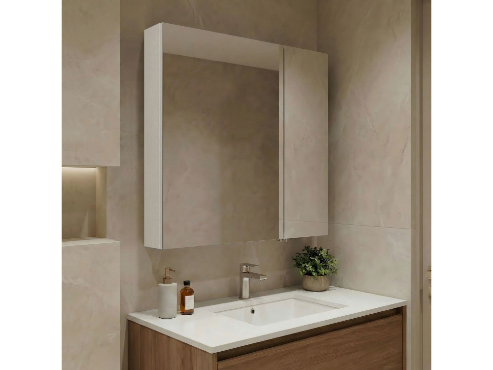 Meuble Salle de Bain avec Miroir "Nuvola 60 v2" - 66 x 16 x 60 cm - Cashmere