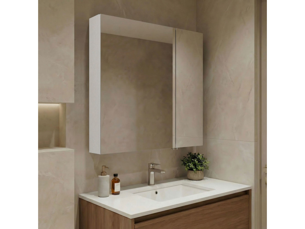 Meuble Salle de Bain avec Miroir "Nuvola 60 v2" - 66 x 16 x 60 cm - White