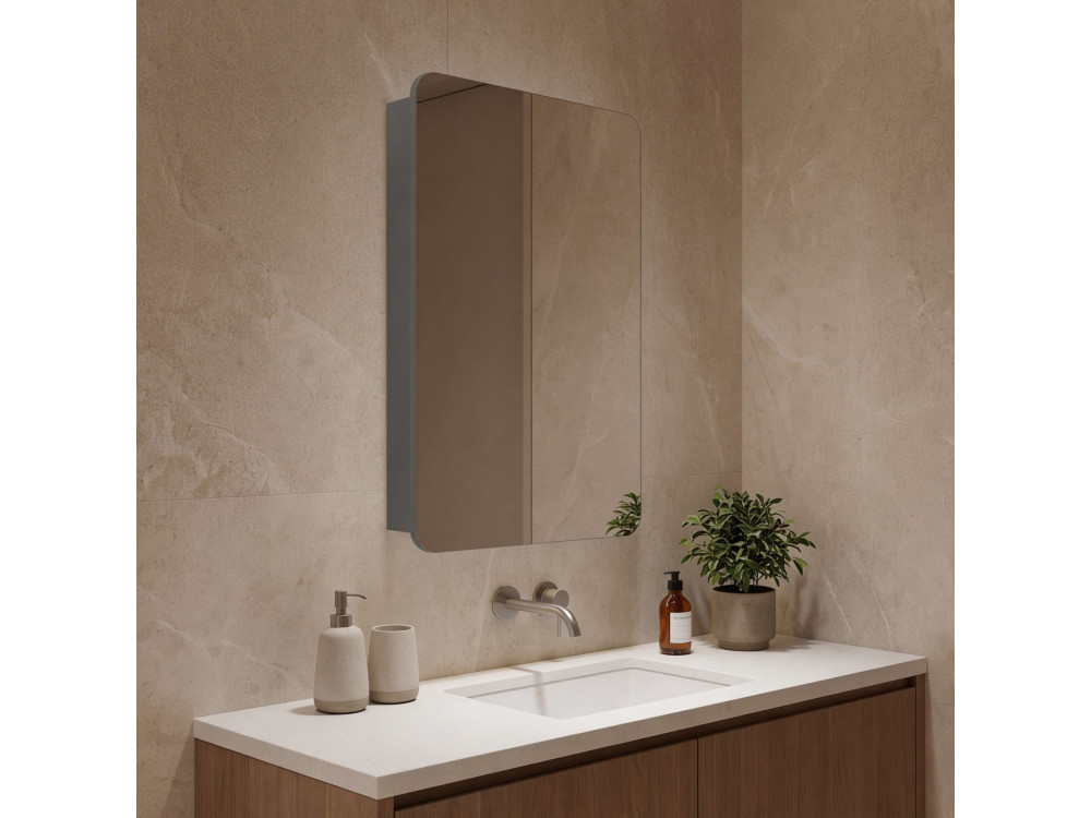 Meuble Salle de Bain avec Miroir "Orbit 50" - 50 x 16 x 71 cm - Grey