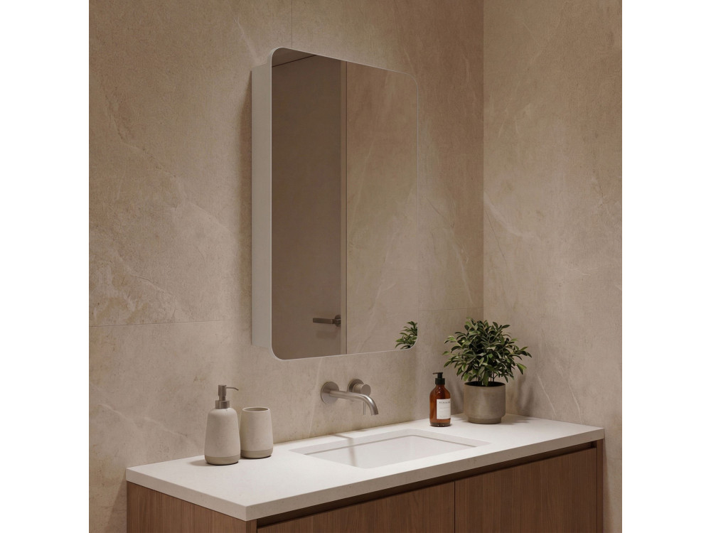 Meuble Salle de Bain avec Miroir "Orbit 50" - 50 x 16 x 71 cm - White