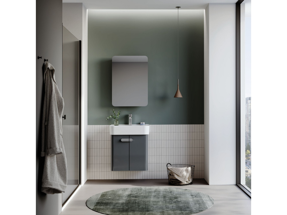 Meuble Salle de Bain avec Miroir "Orbit 50" - 50 x 16 x 71 cm - Anthracite