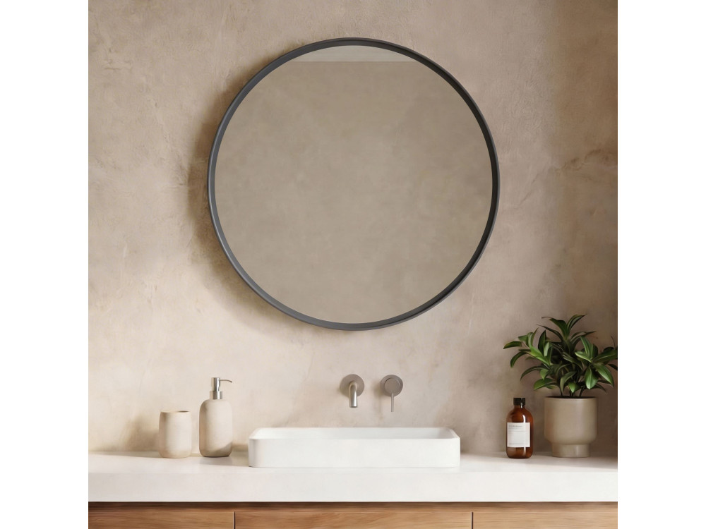 Miroir Décoratif en Bois "Moonlight 75 v2" - 75 x 7 x 75 cm - Matte Anthracite