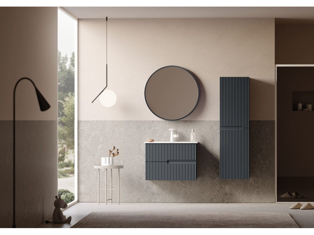 Miroir Décoratif en Bois "Moonlight 75 v2" - 75 x 7 x 75 cm - Matte Anthracite