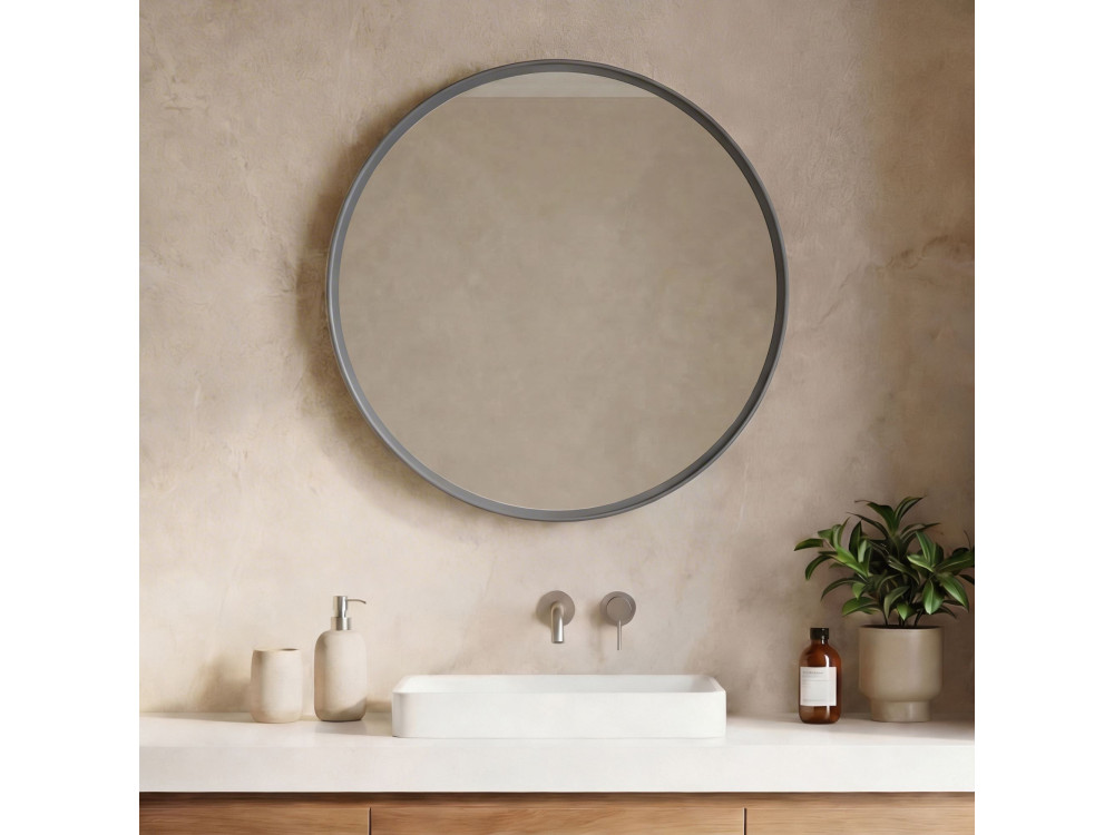 Miroir Décoratif en Bois "Moonlight 75 v2" - 75 x 7 x 75 cm - Matte Grey