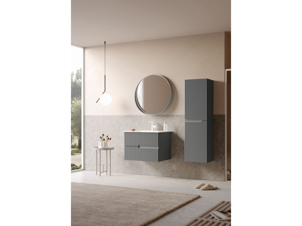 Miroir Décoratif en Bois "Moonlight 75 v2" - 75 x 7 x 75 cm - Matte Grey