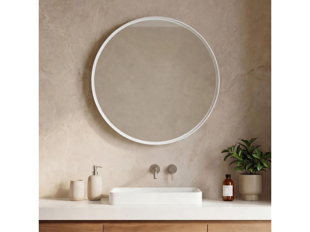 Miroir Décoratif en Bois "Moonlight 75 v2" - 75 x 7 x 75 cm - Matte White