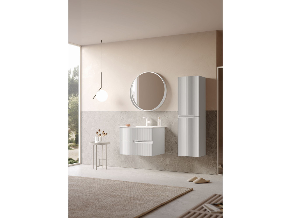 Miroir Décoratif en Bois "Moonlight 75 v2" - 75 x 7 x 75 cm - Matte White