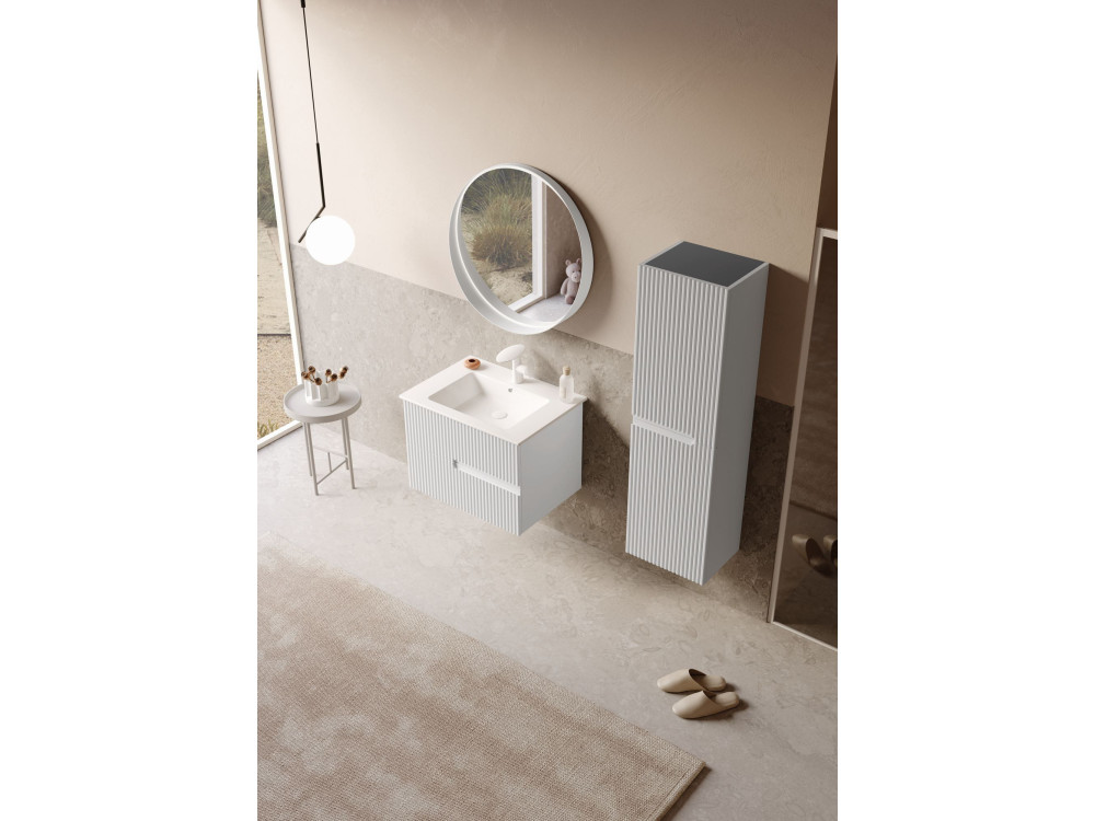 Miroir Décoratif en Bois "Moonlight 75 v2" - 75 x 7 x 75 cm - Matte White