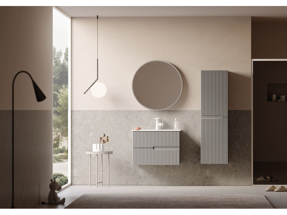 Miroir Décoratif en Bois "Moonlight 75 v2" - 75 x 7 x 75 cm - Matte Mink