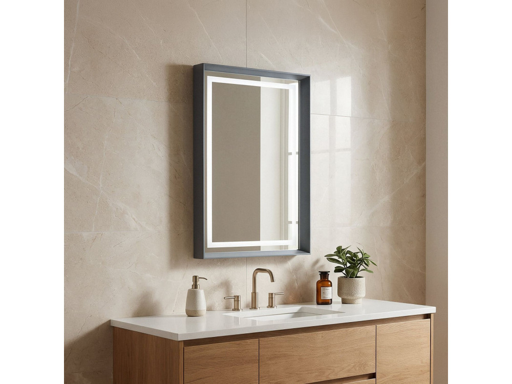 Miroir Décoratif en Bois "Craft 60 x 90 v2" - 60 x 10 x 90 cm - Matte Anthracite