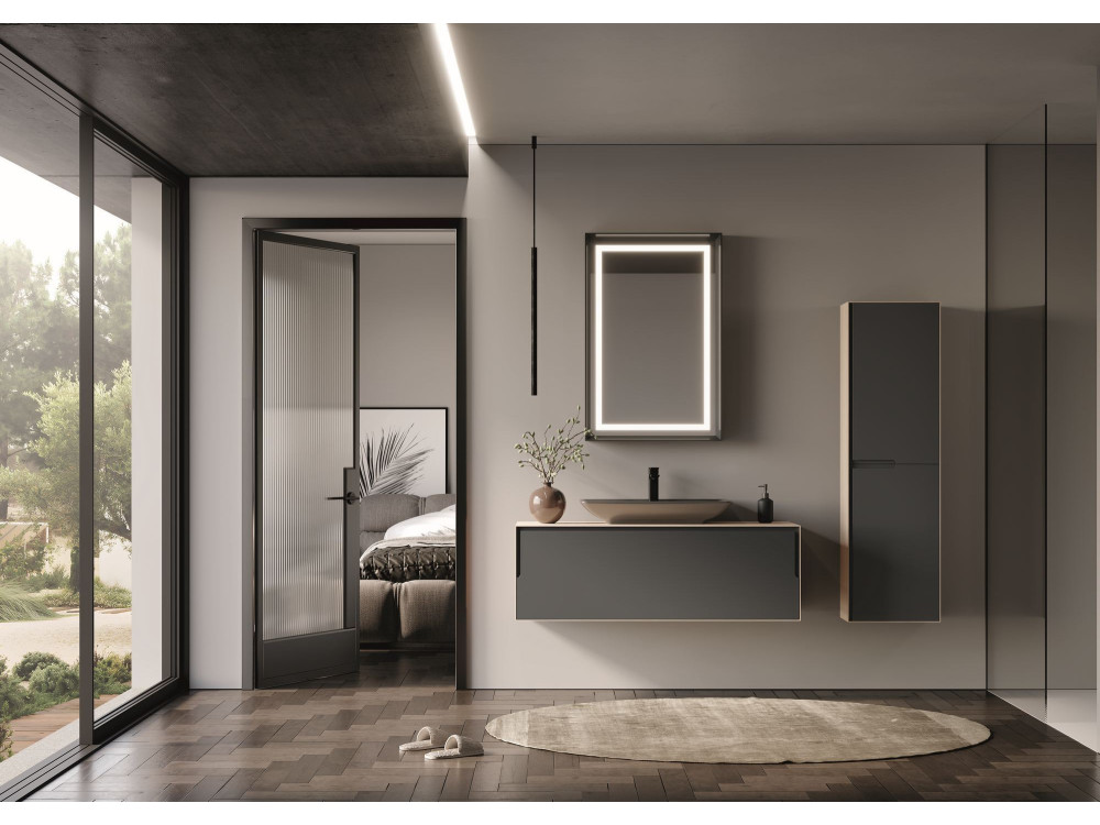 Miroir Décoratif en Bois "Craft 60 x 90 v2" - 60 x 10 x 90 cm - Matte Anthracite