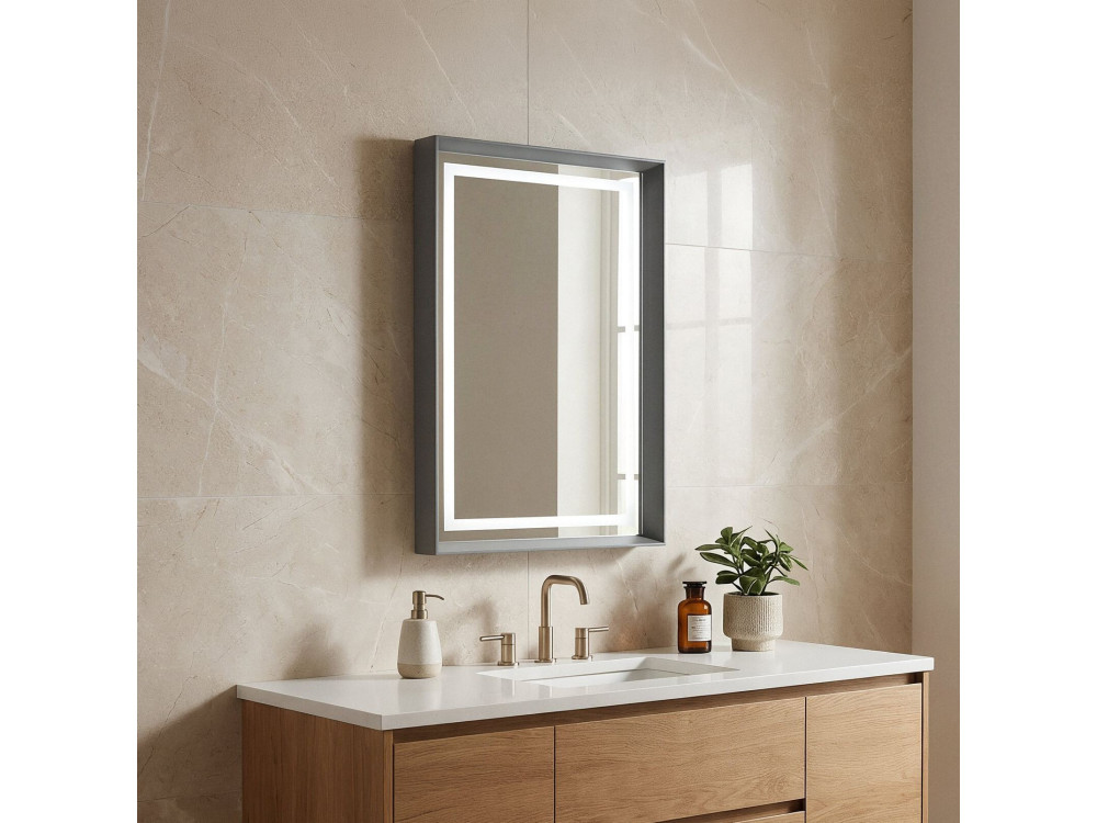 Miroir Décoratif en Bois "Craft 60 x 90 v2" - 60 x 10 x 90 cm - Matte Grey