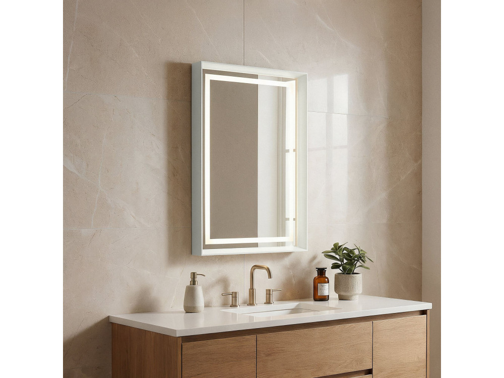 Miroir Décoratif en Bois "Craft 60 x 90 v2" - 60 x 10 x 90 cm - Matte Cashmere