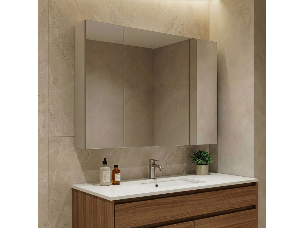 Meuble Salle de Bain avec Miroir "Desna 100" - 97 x 16 x 66 cm - Sand