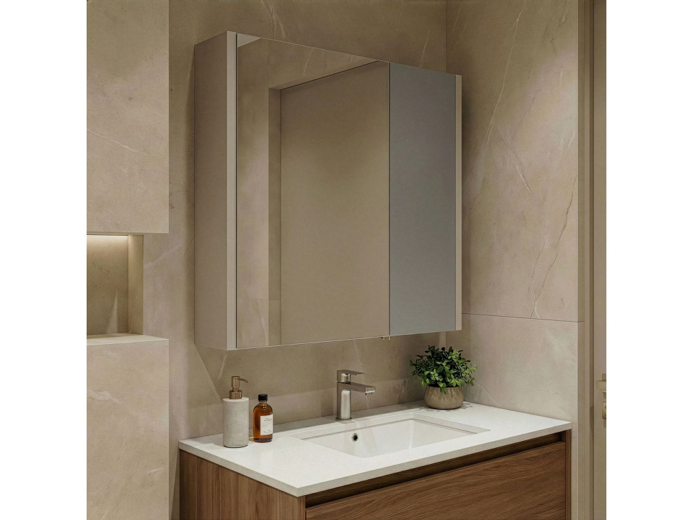 Meuble Salle de Bain avec Miroir "Desna 60" - 60 x 16 x 66 cm - Sand