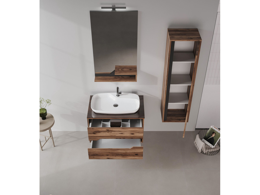 Miroir Décoratif en Bois "Galia 60" - 60 x 14 x 100 cm - Dark Walnut