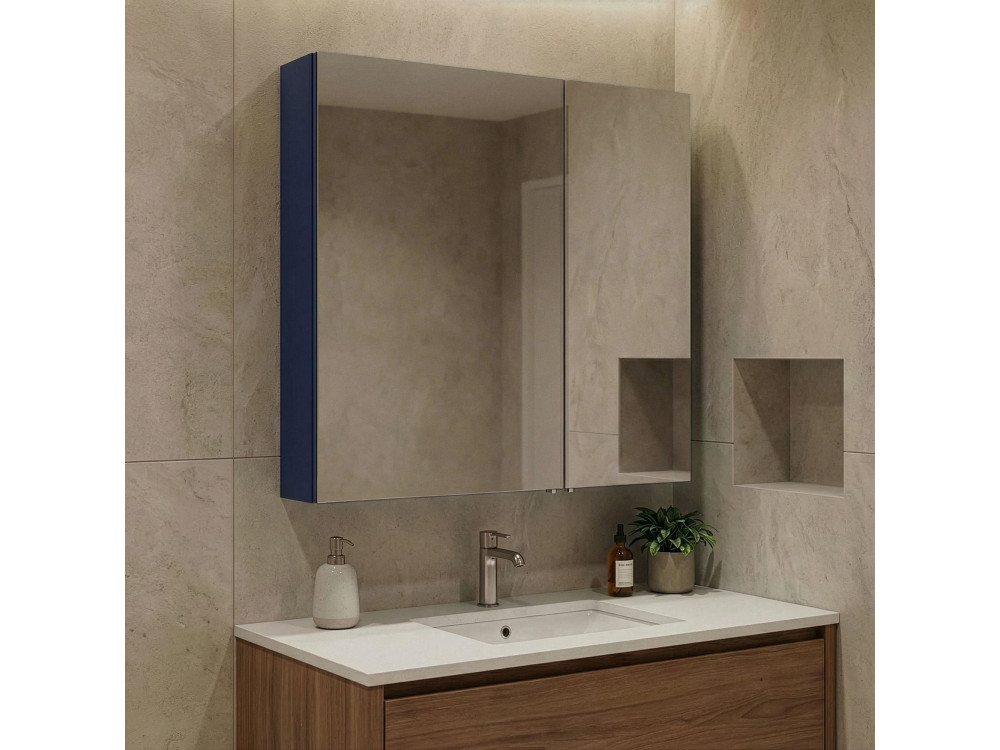 Meuble Salle de Bain avec Miroir "Bari 60" - 60 x 16 x 66 cm - Matte Navy Blue