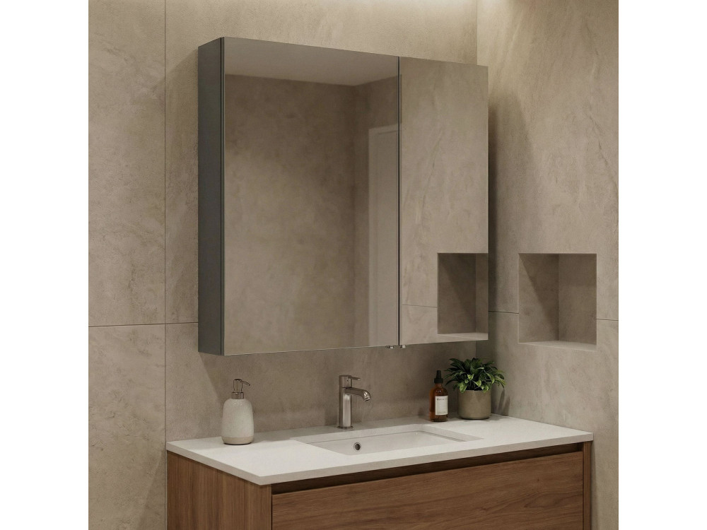 Meuble Salle de Bain avec Miroir "Bari 60" - 60 x 16 x 66 cm - Matte Anthracite