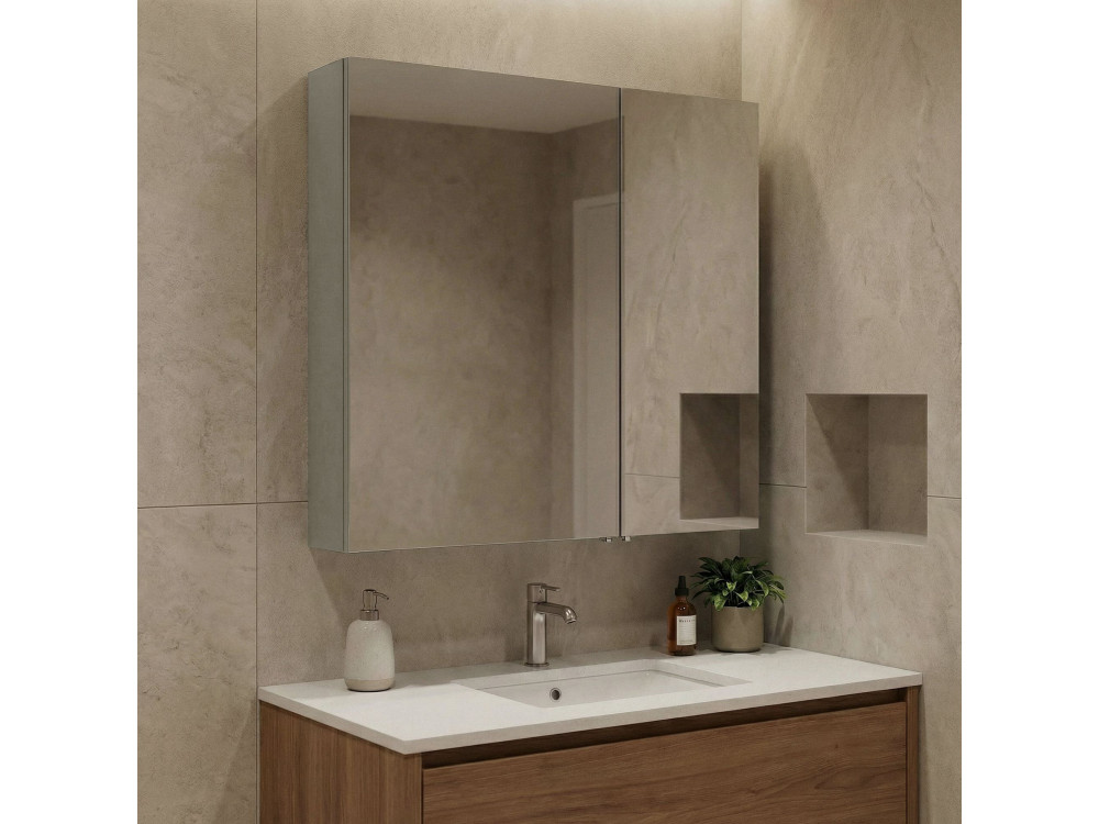 Meuble Salle de Bain avec Miroir "Bari 60" - 60 x 16 x 66 cm - Matte Cashmere