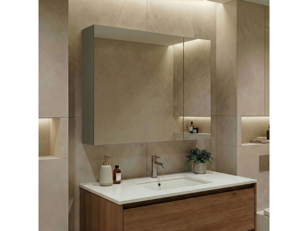 Meuble Salle de Bain avec Miroir "Bari 80" - 75 x 16 x 66 cm - Matte Green