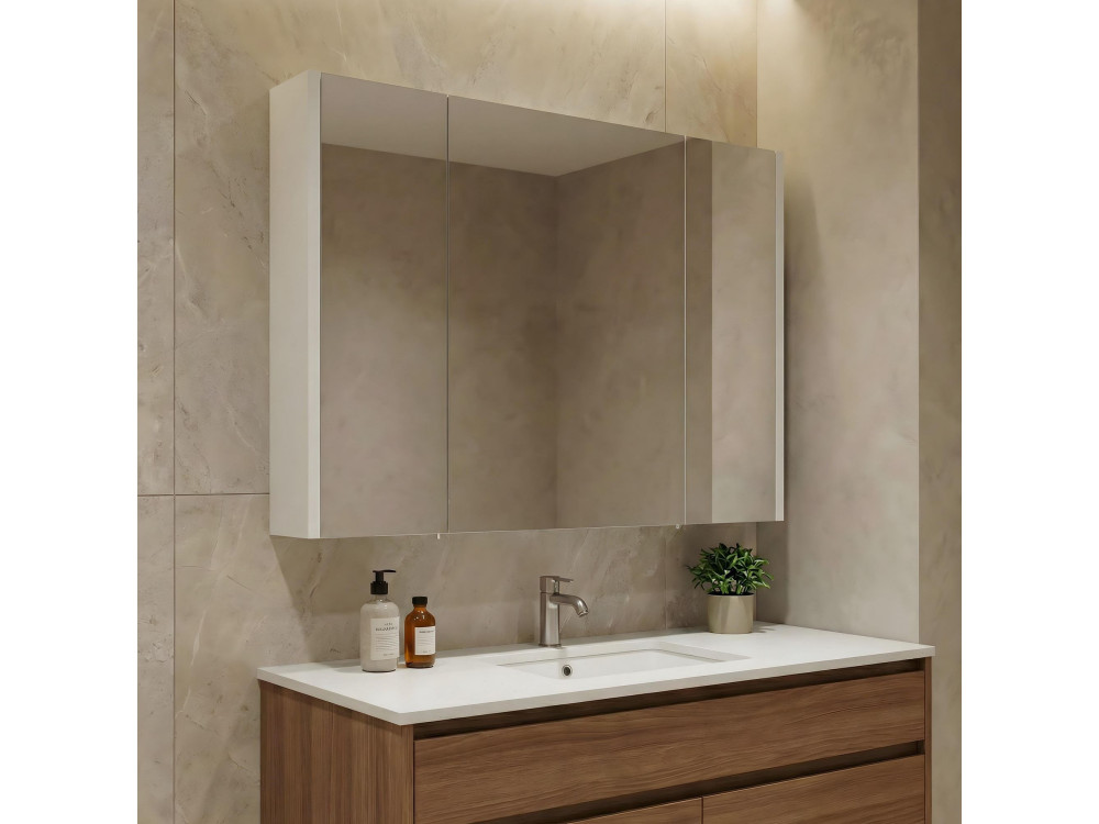 Meuble Salle de Bain avec Miroir "Arno 100" - 100 x 16 x 66 cm - White