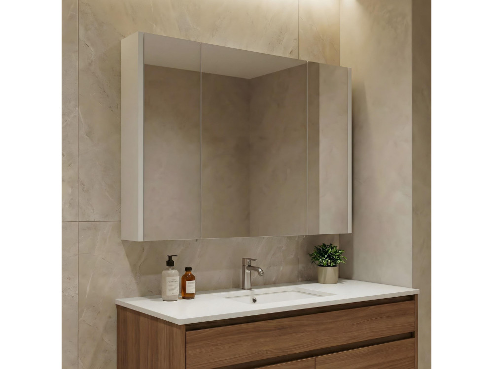 Meuble Salle de Bain avec Miroir "Arno 100" - 100 x 16 x 66 cm - Cashmere