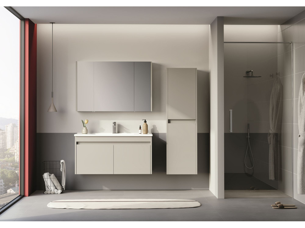 Meuble Salle de Bain avec Miroir "Arno 100" - 100 x 16 x 66 cm - Cashmere