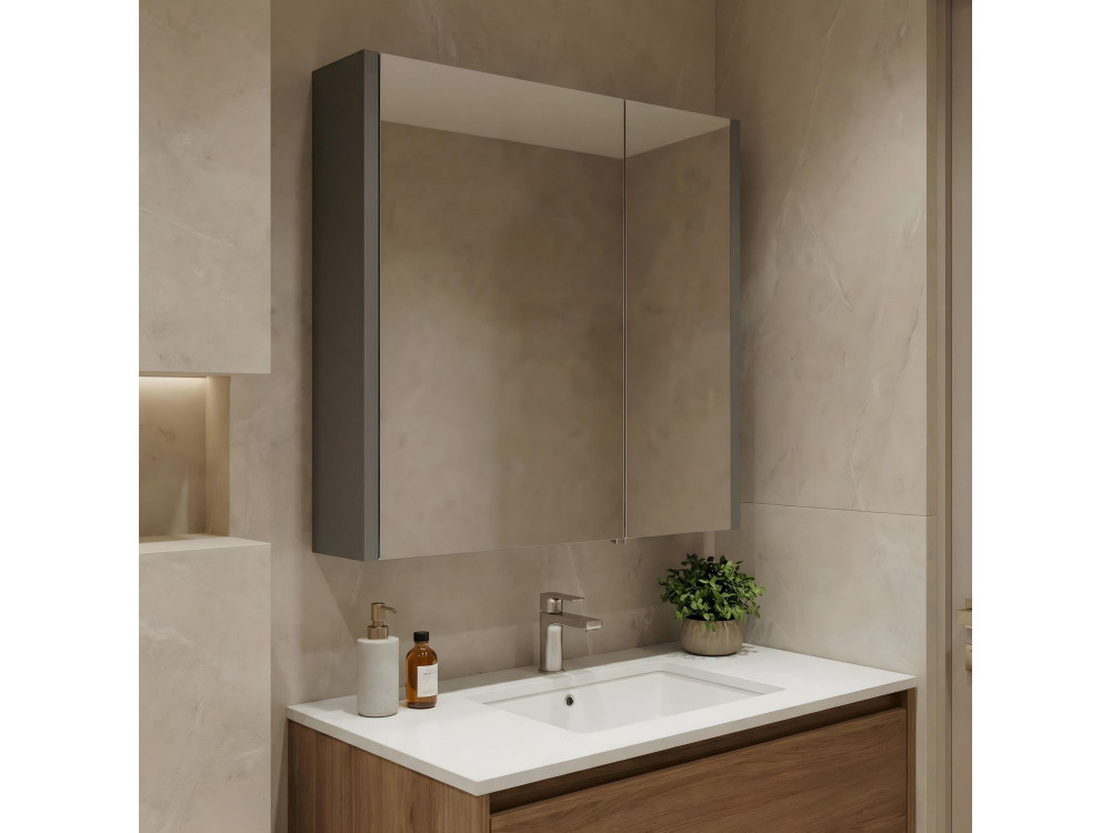 Meuble Salle de Bain avec Miroir "Arno 60" - 60 x 16 x 66 cm - Grey / Anthracite