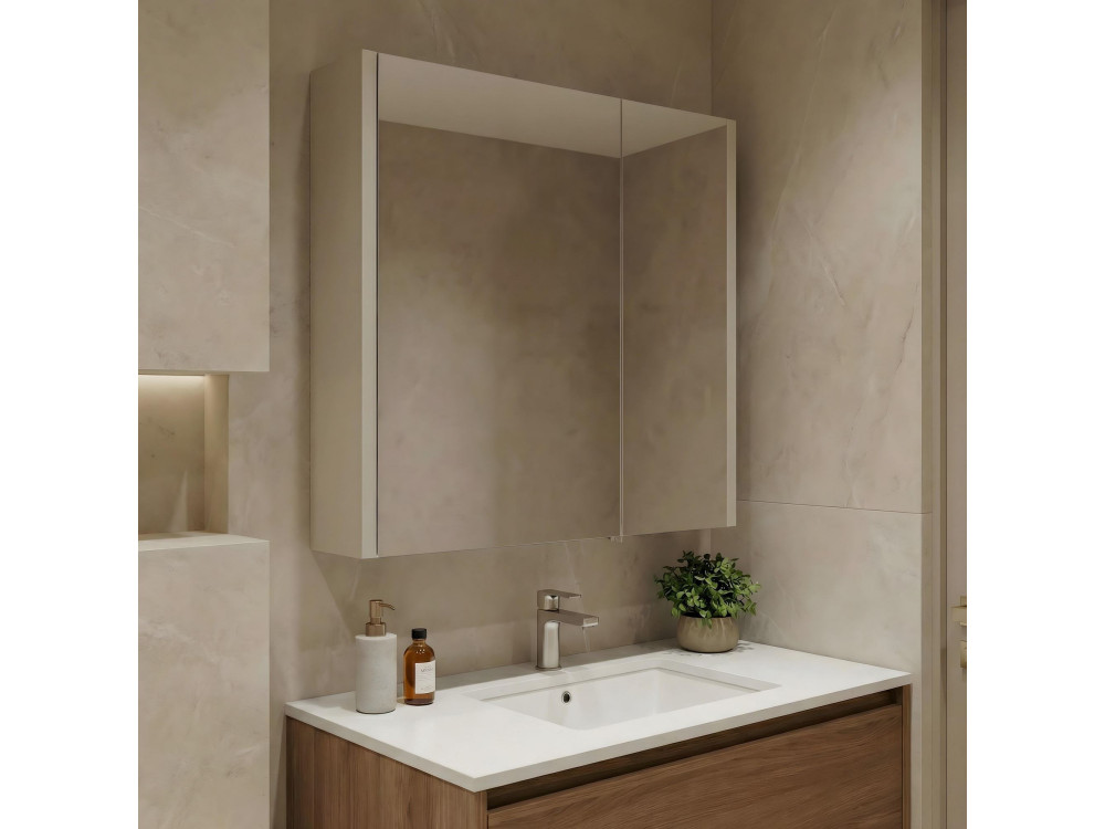 Meuble Salle de Bain avec Miroir "Arno 60" - 60 x 16 x 66 cm - Cashmere
