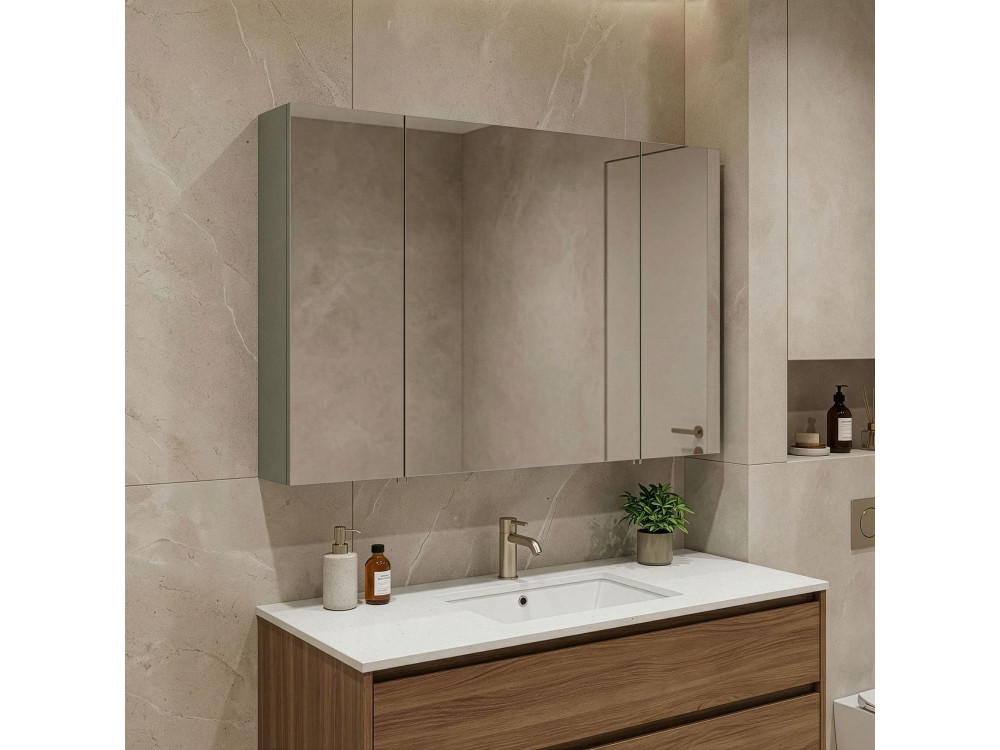 Meuble Salle de Bain avec Miroir "Bari 100" - 97 x 16 x 66 cm - Matte Green