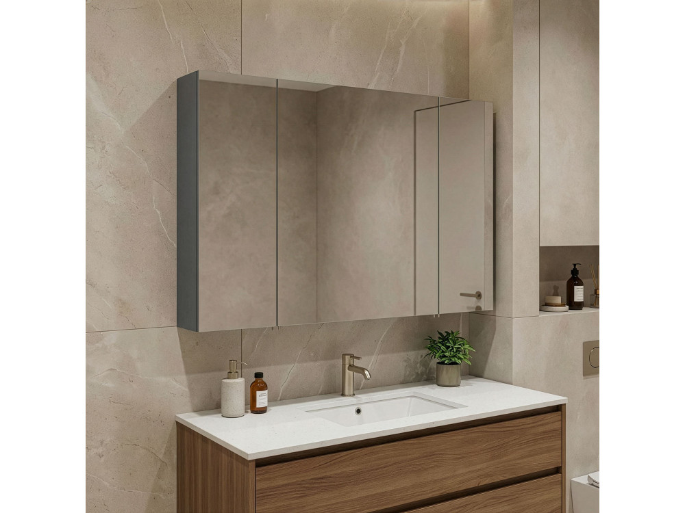 Meuble Salle de Bain avec Miroir "Bari 100" - 97 x 16 x 66 cm - Matte Anthracite
