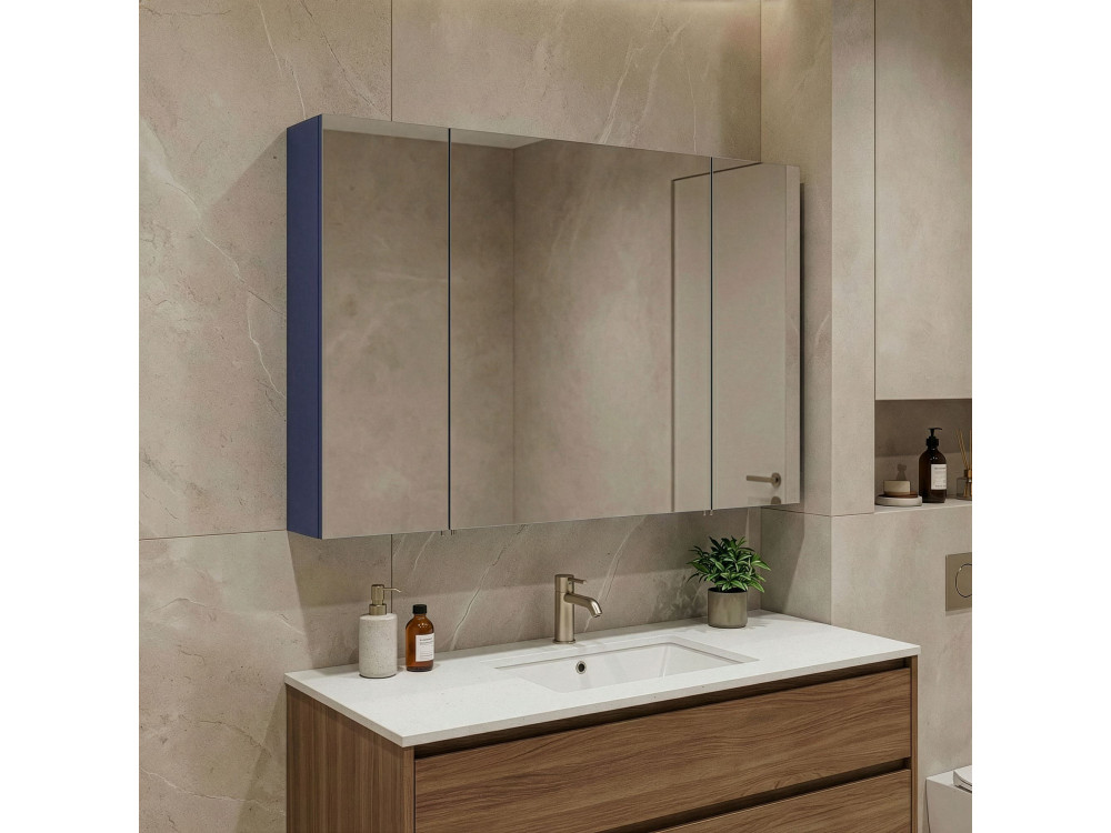 Meuble Salle de Bain avec Miroir "Bari 100" - 97 x 16 x 66 cm - Matte Navy Blue
