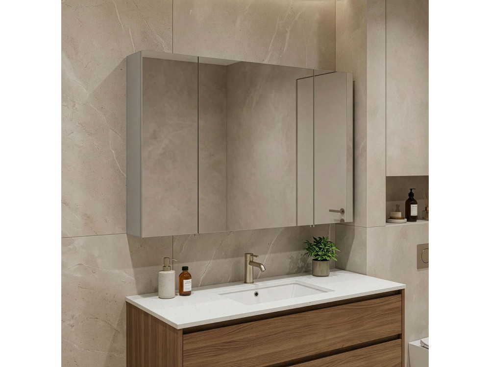 Meuble Salle de Bain avec Miroir "Bari 100" - 97 x 16 x 66 cm - Matte Cashmere
