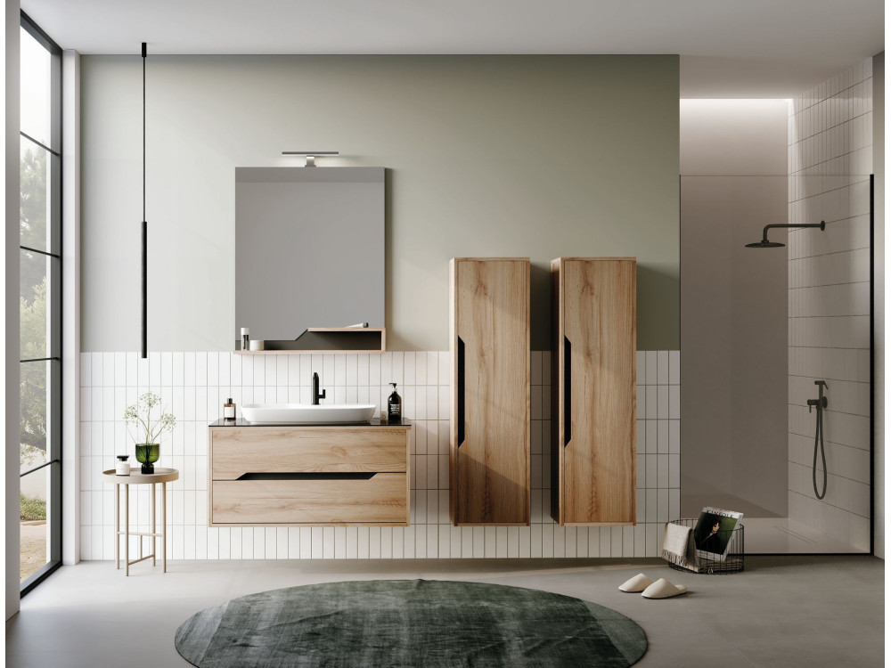 Miroir Décoratif en Bois "Galia 80" - 60 x 14 x 100 cm - Oak