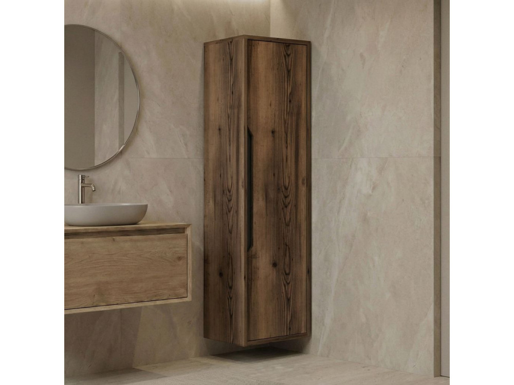 Armoire de Salle de Bain "Galia 40" - 40 x 30 x 138 cm - Dark Walnut