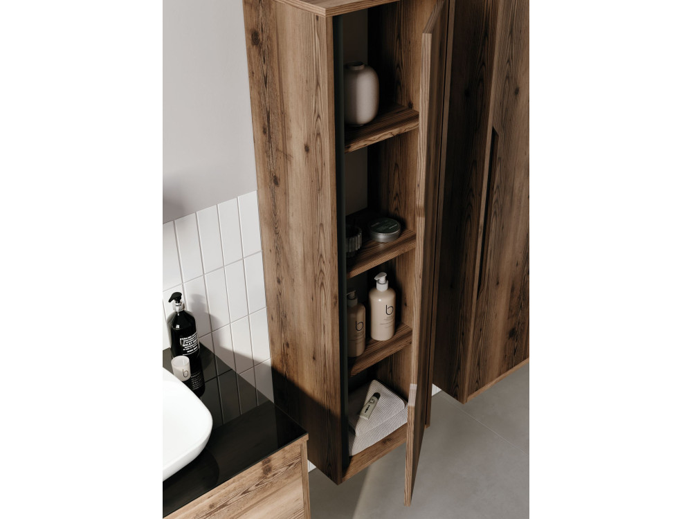 Armoire de Salle de Bain "Galia 40" - 40 x 30 x 138 cm - Dark Walnut