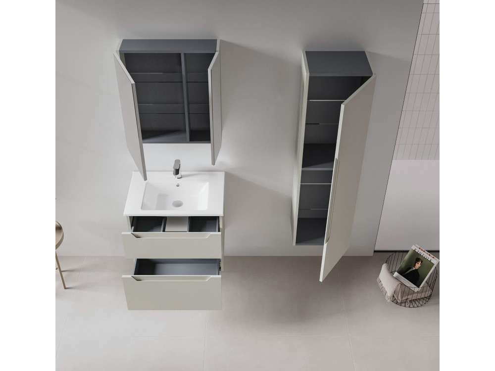 Armoire de Salle de Bain "Messina 40" - 40 x 32 x 138 cm - Matte Cashmere