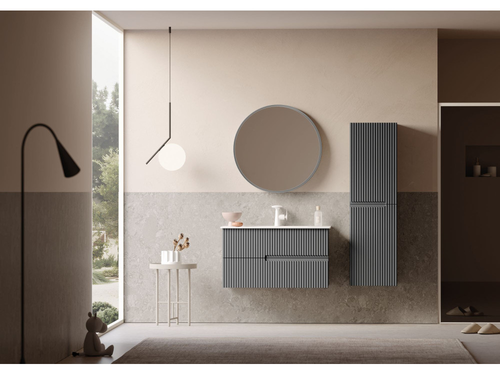 Armoire de Salle de Bain "Moonlight 40" - 40 x 27 x 138 cm - Matte Grey