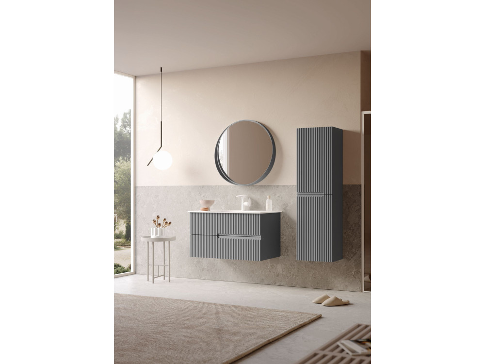 Armoire de Salle de Bain "Moonlight 40" - 40 x 27 x 138 cm - Matte Grey