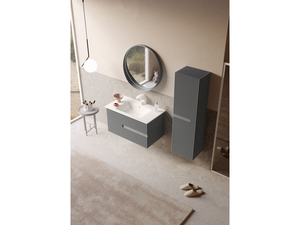 Armoire de Salle de Bain "Moonlight 40" - 40 x 27 x 138 cm - Matte Grey