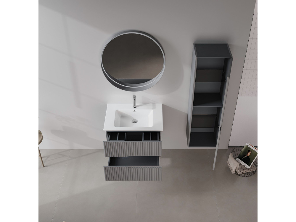 Armoire de Salle de Bain "Moonlight 40" - 40 x 27 x 138 cm - Matte Grey