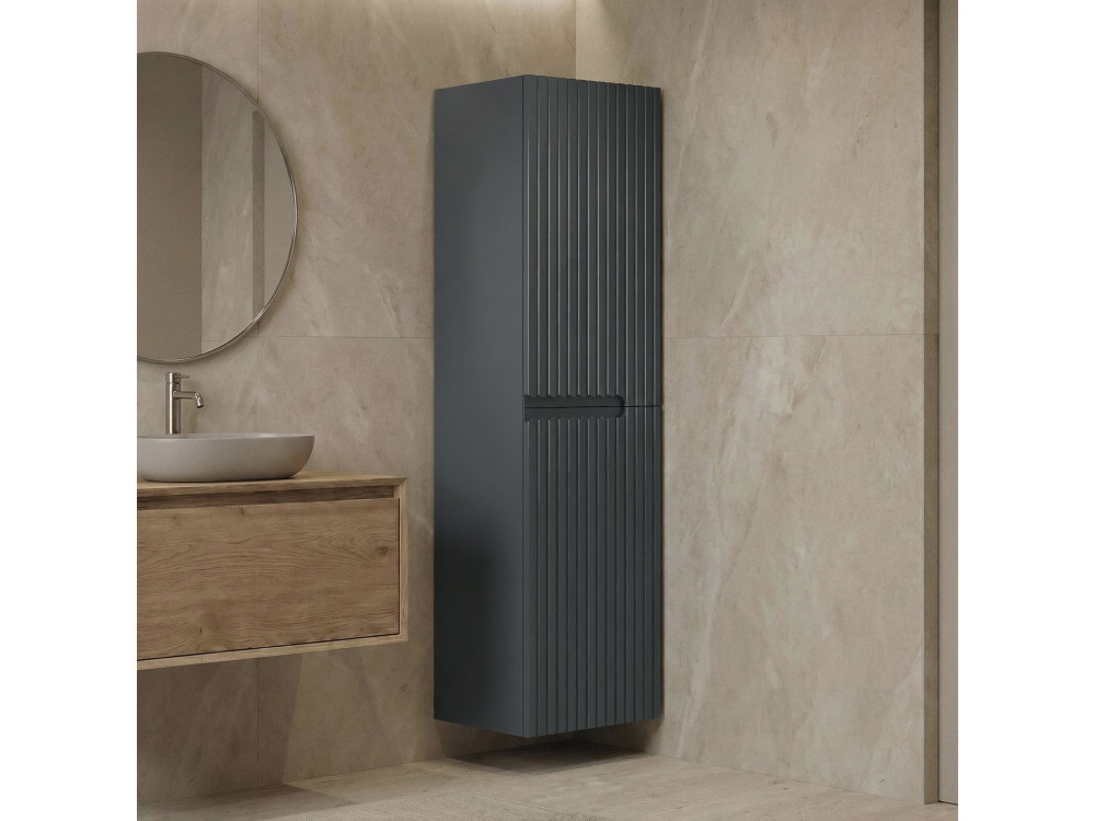 Armoire de Salle de Bain "Moonlight 40" - 40 x 27 x 138 cm - Matte Anthracite