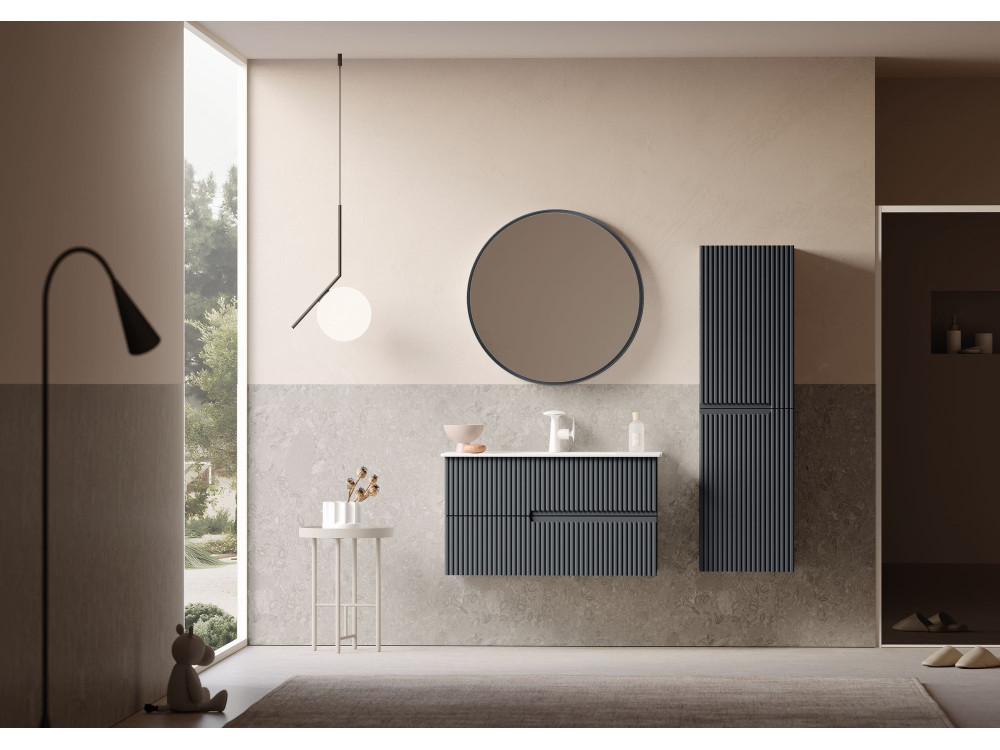 Armoire de Salle de Bain "Moonlight 40" - 40 x 27 x 138 cm - Matte Anthracite