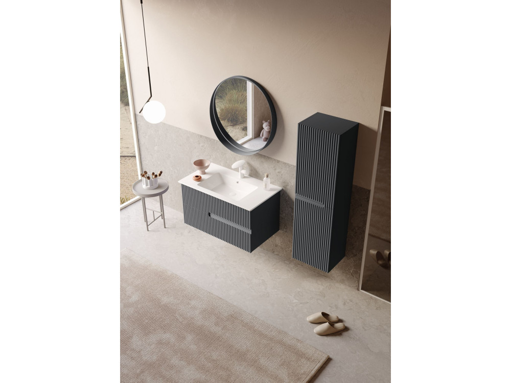 Armoire de Salle de Bain "Moonlight 40" - 40 x 27 x 138 cm - Matte Anthracite