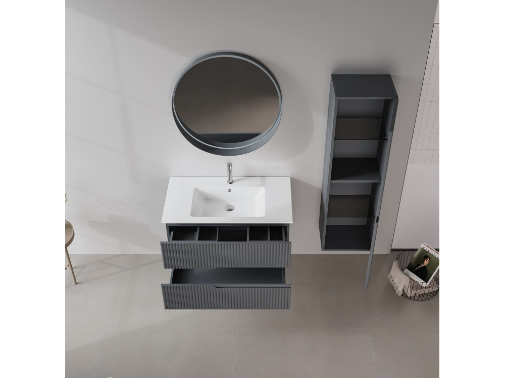 Armoire de Salle de Bain "Moonlight 40" - 40 x 27 x 138 cm - Matte Anthracite