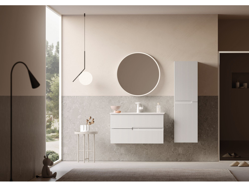 Armoire de Salle de Bain "Moonlight 40" - 40 x 27 x 138 cm - Matte White